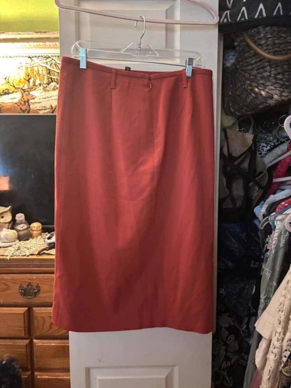 NWT J. Crew Size 12 Chestnut Brown Pencil Midi Skirt in Four-Season Stretch NEW - Picture 5 of 8